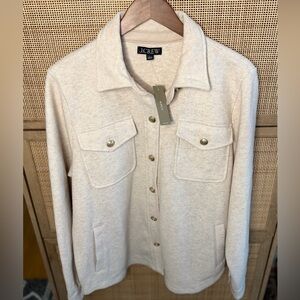 NWT J.Crew Oatmeal & Gold Accent Shacket